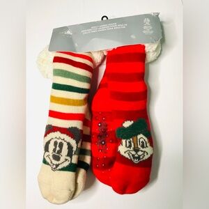 Disney Parks Holiday Slipper Socks Mickey & Chip NWT
